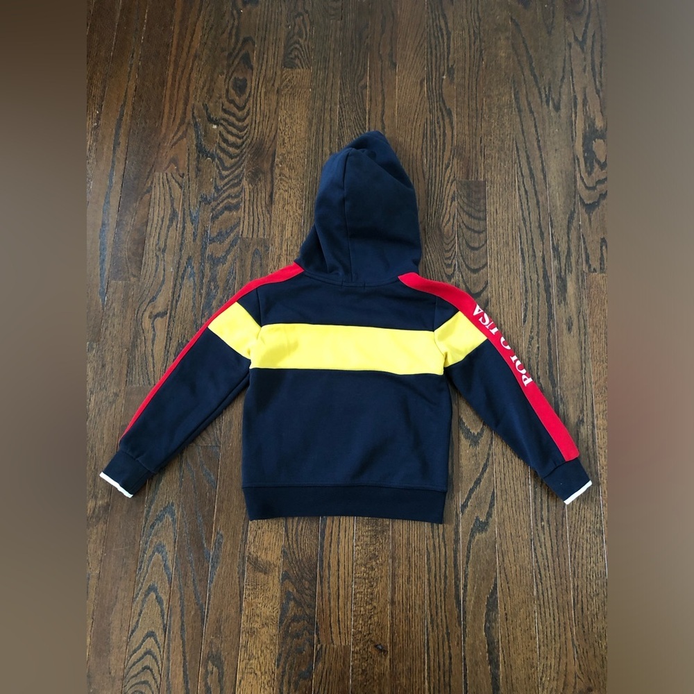 Polo Ralph Lauren Boys 6 RARE Vintage Colorblock Hooded Sweatshirt w/RLPC Crest - Picture 11 of 12